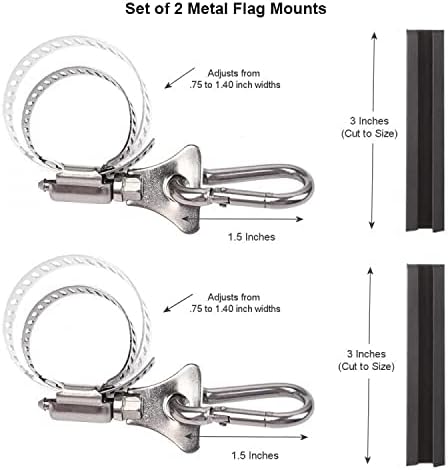 Flag Mounts with Carabiner Clips for Grommet Flags, Universal Set of 2