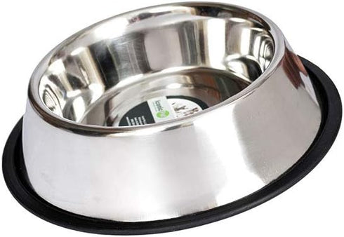 ICONIC PET 2 Pack Stainless Steel Non-Skid Pet Food/Water Bowls - 32 oz with Rubber Rings, Rust-Free