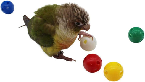QBLEEV 5 Pack Colorful Bird Bell Balls - Chewing Playing Training Toy for Parrot, Cockatiel, Budgie, Random Color