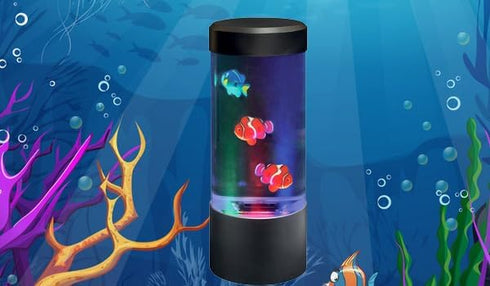 Lightahead Mini LED Round Fish Lamp, Color Changing Light Effects, 9 inches Tall Mood Lamp for Aquarium