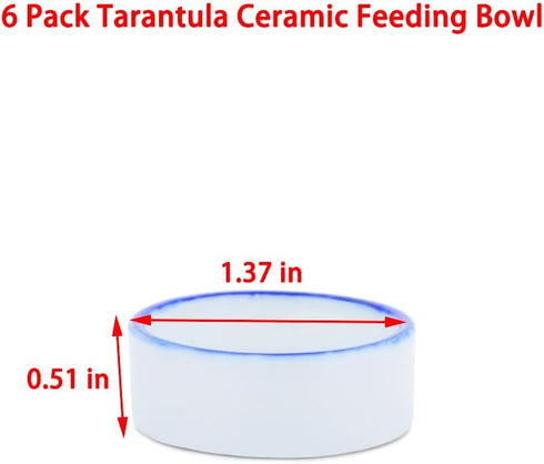 6 Pack Tarantula Ceramic Feeding Bowl, Hermit Crab Water Bowl, Small Reptile Micro Ceramic Food Dish (1.37" D, 0.51" H)