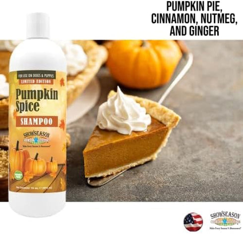 16 oz. ShowSeason Pumpkin Spice Pet Shampoo for Dogs | Fall Holiday Scent, Cruelty-Free, Paraben-Free, Biodegradable