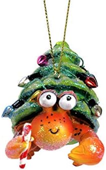 Glenhaven Hermit Crab with Tree Shell/Candy Cane Ornament