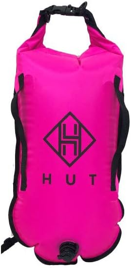 HUT Swim Buoy Dry Bag - Premium Safety Tow Float and Watertight Dry Bag for Open Water Swimmers