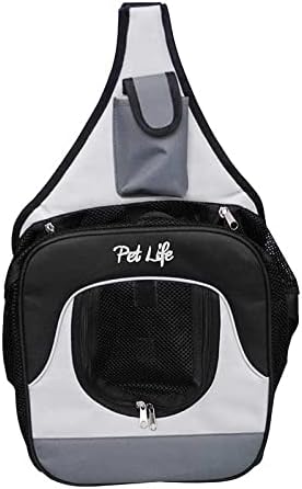 Pet Life Dog Carrier - Single Strap Over-The-Shoulder Backpack, Water-Resistant with Built-in Bottle Holder and Pouch