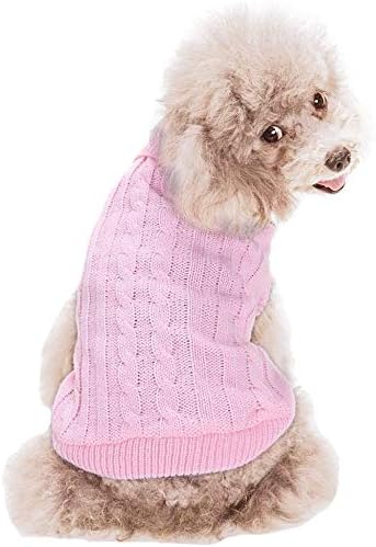 FAMI Dog Clothes, Soft Winter Puppy Sweaters for Dogs Small XS S, Cat Apparel (Pink, Large)