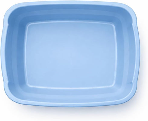 Large Cat Litter Pan Blue, Open Top Kitty Litter Box Tray for Indoor Cats, High Side Design for Cleaner Floors, Easy