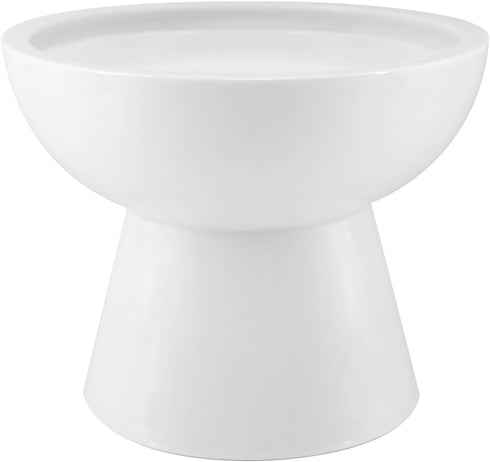Elevated Cat Food and Water Bowls Set - Extra Wide Raised Ceramic Feeder for Kittens and Small Dogs (White)