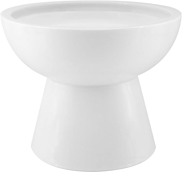 Elevated Cat Food and Water Bowls Set - Extra Wide Raised Ceramic Feeder for Kittens and Small Dogs (White)