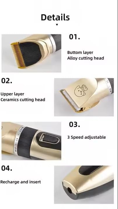 Generic 6 Pet Grooming Kit, Rechargeable Clippers with Guide Combs, Stainless Steel Blades, Scissors, Comb