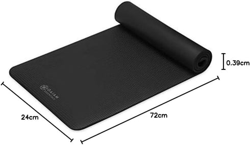 Gaiam Essentials Thick Yoga Mat - Fitness & Exercise Mat with Easy-Cinch Carrier Strap, 72"L x 24"W x 2/5 Inch