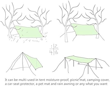 Waterproof Camping Tarp for Picnics, Tent Footprint, Sunshade (Black-210x150CM)