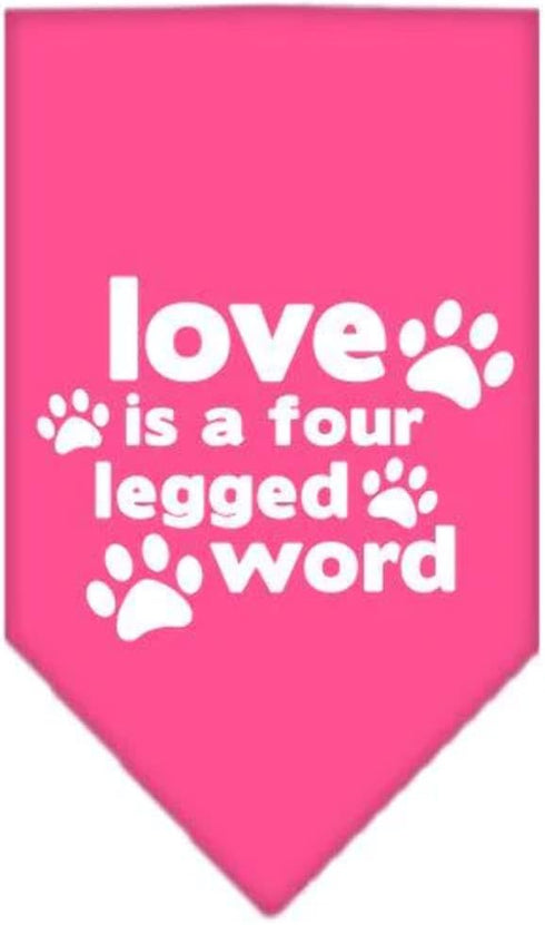 Mirage Pet Products Love is a 4 Leg Word Bandana for Pets, Small, Lime Green, Screen Print
