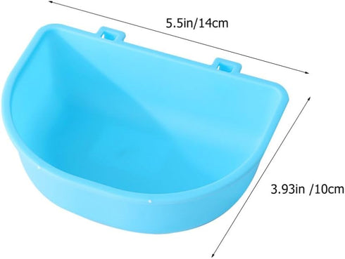 POPETPOP Hanging Pet Bowl, Non-Spill Plastic Kennel Bowls for Dogs, Cats, Birds, Reptiles, Sky-blue Hanging Coop Cup