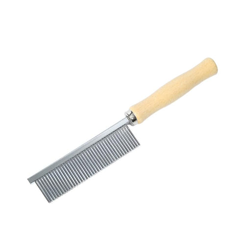 Silver Dog and Cat Combs For Grooming Long Haired Cats and Dogs - Pet Dog Cat Comb Stainless Steel Pin Teeth Wooden Handle Grooming Fur Hair Brush - Comb Removes and Prevents Matted Fur,Grooming