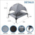 Small Elevated Dog Bed with Canopy, Upgraded 30IN Outdoor Raised Dog Cot Bed with Removable Shade Tent, Gray (S Size)