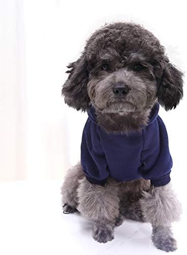 Idepet Dog Hoodies for Small Dogs, Warm Coat Jacket Vest, Autumn Puppy Outfits, Navy Blue (S)