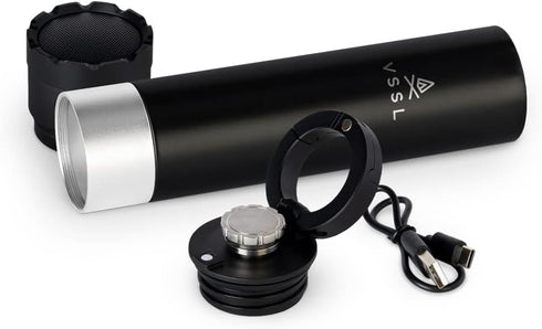 VSSL Insulated Flask with True Wireless Speaqua Speaker, Stainless Steel, USB-C Recharge, Cord Included