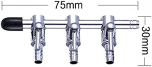 2pcs 3-Way Chrome Metal Gang Manifold Air Line Control Valve for Aquarium Air Tap Splitter