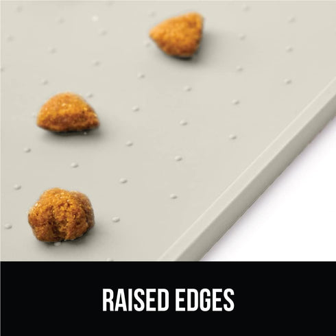Gorilla Grip 100% Waterproof Raised Edge Silicone Pet Feeding Mat - Dog Cat Food Mats to Contain Spills, 18.5x11.5 Cream