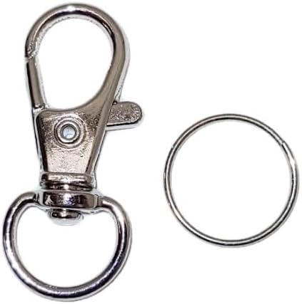 JL Missouri Parts & Misc. 3X 1 1/4" 1/2" Snap Hooks Lanyard Keychain Clips with Split Rings, Spring Loaded Lobster