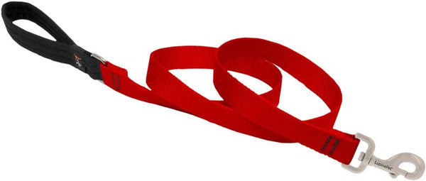 Lupine Dog Leash, 1" Wide, Red, 4-Foot Long with Padded Handle