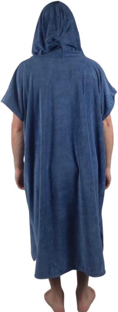 Swimmers Quick Dry Blue Surf Poncho Changing Robe with Hood - Microfiber Towel