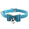 AKOAK Adjustable PU Leather Pet Dog Bowknot Lead with Bell Necklace, Blue