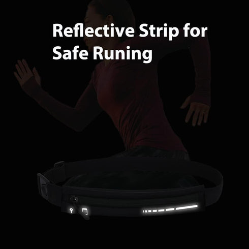Slim Running Belt for Women Men, Runners Fanny Pack Phone Holder for Workout Jogging, Black Waist Belt