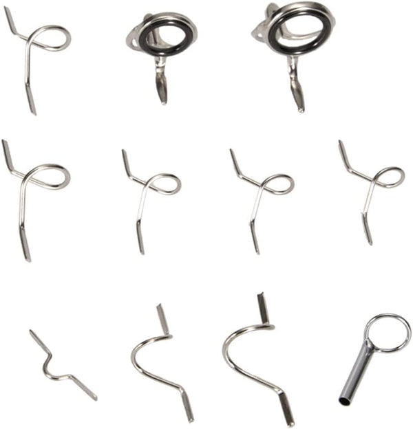Fly Fishing Rod Building Kit, 11Pcs Rod Tip Eye Rings Repair Kits, Fishing Rod Guides Top Tip Deep Sea Rod Guide Ring