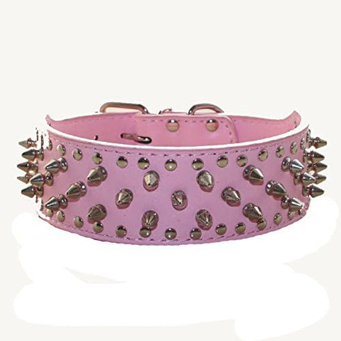 Matching Set of Leather Spiked Studded Collars, Harnesses & Chain Leashes for Medium & Large Dogs, Pit Bull, Mastiff,