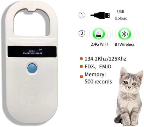 JZLHGOFYTD ISO11784/85/FDX-B/EMID Reader,134.2kHz Dog/Cat/Pig(AR190A) Pet Microchip Scanner Animal Handheld Pet ID