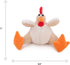 goDog Checkers Fat Rooster Dog Toy, Squeaky Plush, White, Small, Chew Guard Technology