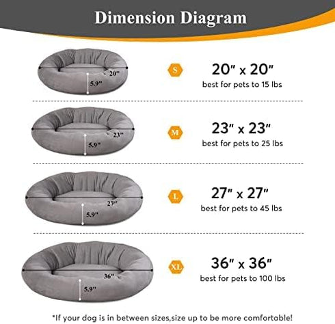 KASENTEX Dog Bed, Round Dog Beds for Medium/Large Dogs, Anti Slip and Machine Washable, Pink 27x27 Inches