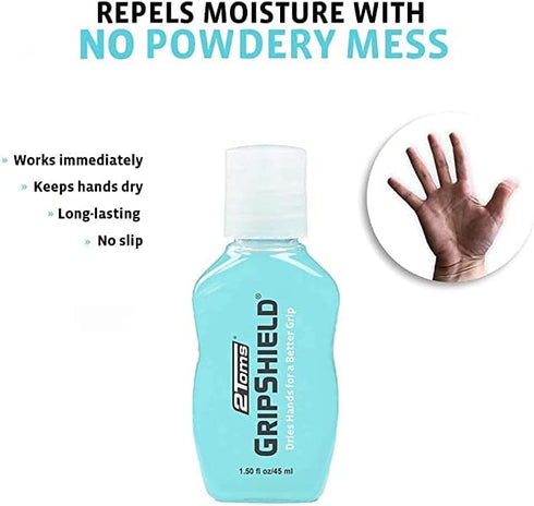 2Toms GripShield, Non-Sticky Grip Enhancer, Dry Grip Solution for Sweaty Hands, Tennis, Pickleball, Golf, Pole Dancing