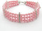 Fancy 3 Row Pearls Diamond Dog Necklace Collar Jewelry with Bling Rhinestones for Small Dogs, Pink