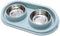 Double Dog Cat Food Bowls - Stainless Steel Pet Bowls with Non-Skid PP Station, No-Spill Feeder