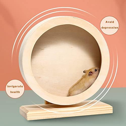 Hamster Wooden Silent Wheel, Small Animal Exercise Wheel Accessories, Quiet Spinner Hamster Running Wheels Toys for Hamsters,Guinea Pig, Gerbils, Mice and Other Small Pets,8.2' Medium Size
