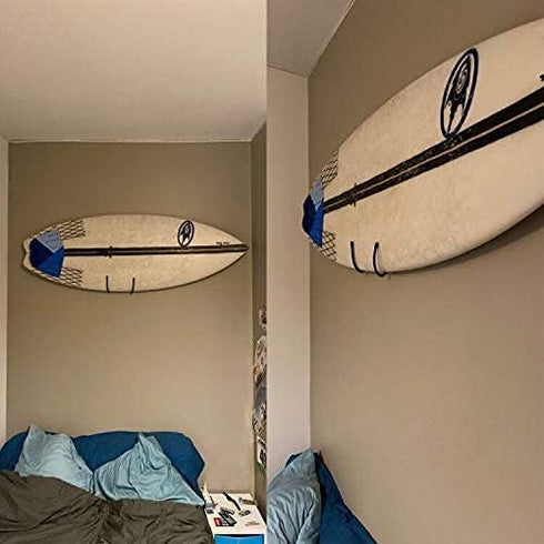 Upgrade Large Surfboard Storage Rack, Adjustable Wall Mount for Ski, Snowboard, Wakeboard, Skateboard - Holds Up to 20LB