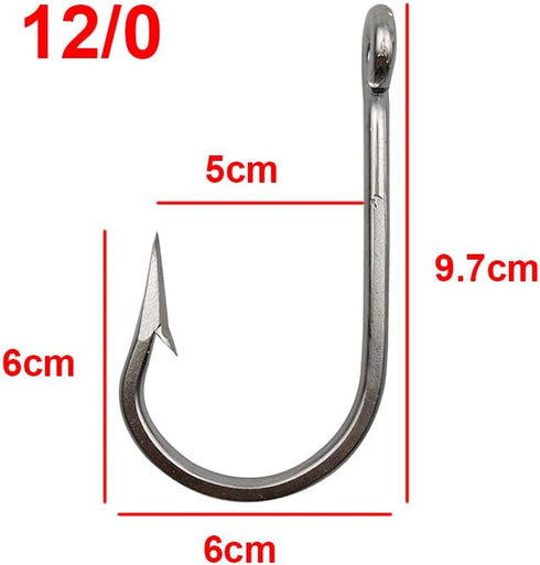 Generic 10pcs 7732 5/0 6/0 7/0 8/0 9/0 10/0 11/0 12/0 Stainless Steel Fishing Hooks Sharp Big Thick Tuna Bait Fishing