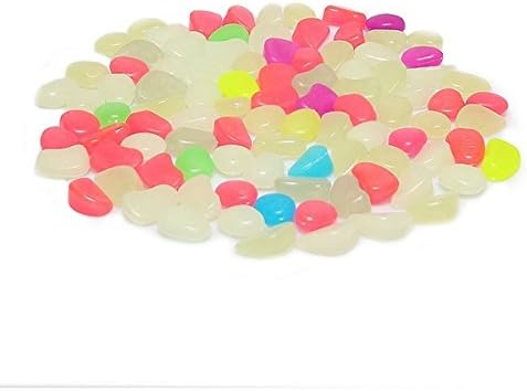 100 Pcs Colorful Glow in The Dark Pebbles for Fish Tank, Aquarium & Garden Walkway