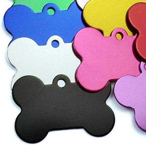 JIAKAI 20 Pcs 38MM Blank Bone Shape Pet ID Tag Charm, Double Sided Personalized Dog Cat Name Phone Number (Random