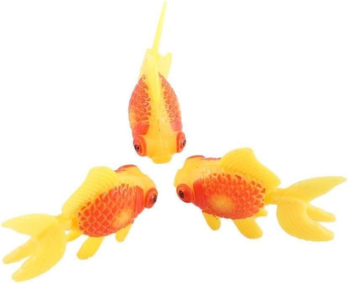 3 Pack Artificial Aquarium Fishes – Gold and Orange Plastic Moving Fish Ornament Decoration for Fish Tank
