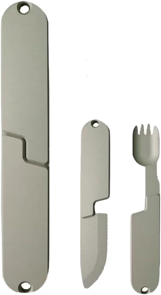 Enssy 2-in-1 Camping Utensil Set Knife Fork Combo for Picnic, Portable Outdoor Travel