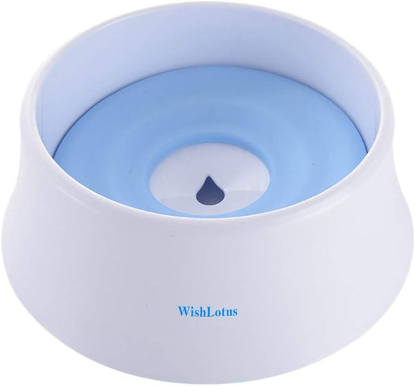 WishLotus Dog Water Bowl with Floating Disk - Spill Proof Anti-Overflow Bowl for Dogs (40 oz, Blue)