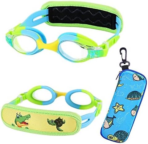 Kids Swim Goggles Age 2-6 - Toddler Goggles No Hair Pull, Child Goggles with Padded Headband