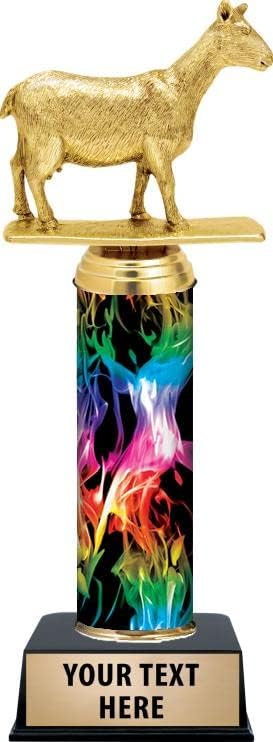 Crown Awards Personalized Rainbow Inferno Dairy Goat Trophy, 10.5" Dairy Goat Trophy