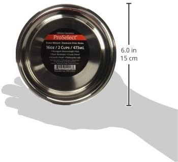 ProSelect Dura-Weight Stainless Steel Dishes, 1-Pint, Durable Dishes for Dog and Cat Food