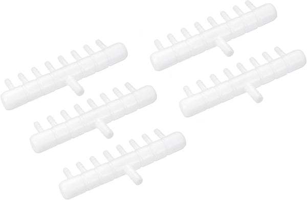 uxcell 5Pcs 8mm to 5.5mm 8 Ways Air Line Tubing Splitter Connector for Aquarium, Fish Tank Oxygen Pipe Adapter, White