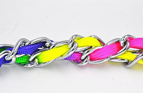 Rainbow Color Stainless Steel P Chock Metal Chain Training Dog Collars for Small Medium Large Dogs